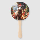 サンタハットを着たクリスマス・ラマ ハンドファン (正面)
