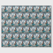 サンタハットを着たセイウチ ラッピングペーパー (フラット)