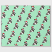 サンタハットを着たブルテリア ラッピングペーパー (フラット)
