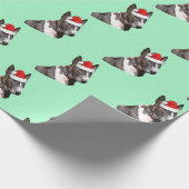 サンタハットを着たブルテリア ラッピングペーパー (角)