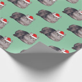 サンタハットを着たペルシャの長毛猫 ラッピングペーパー (角)