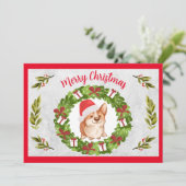 サンタハットを着たメリークリスマスキュートコルギ シーズンカード (スタンド正面)