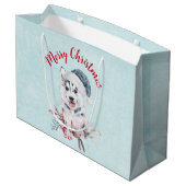 サンタハットを着たメリークリスマスハスキー犬 ラージペーパーバッグ (裏面アングル)