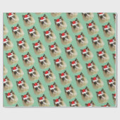 サンタハットを着たラグドール猫 ラッピングペーパー (フラット)