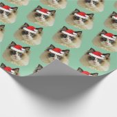 サンタハットを着たラグドール猫 ラッピングペーパー (角)