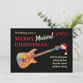サンタハットを着たロックンロールのクリスマスギター シーズンカード (スタンド正面)