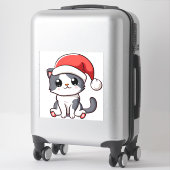 サンタハットを着た可愛いクリスマスの子猫 シール (スーツケース)
