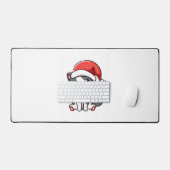 サンタハットを着た可愛いクリスマスの子猫 デスクマット (キーボード&マウス)