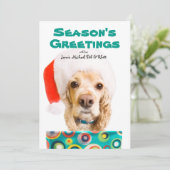 サンタハットを着た犬がプレゼントを持っている シーズンカード (スタンド正面)