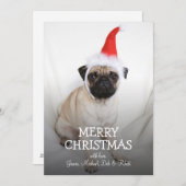サンタハットを着た若いパグ シーズンカード (正面/裏面)