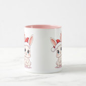 サンタハットを着た2匹のかわいいバニー マグカップ (中央)