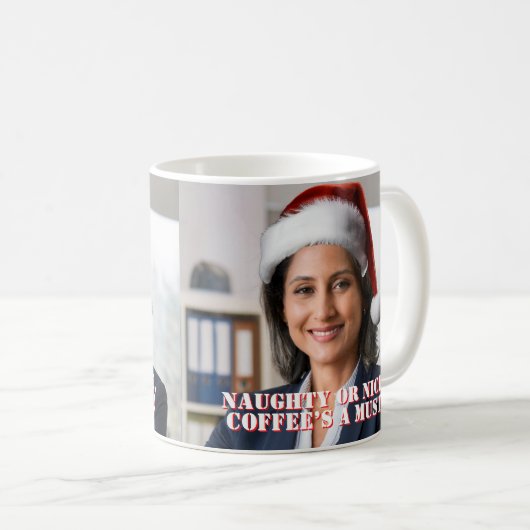 サンタハットを着る | オフィおもしろいスホリデーパーティー コーヒーマグカップ (正面右)