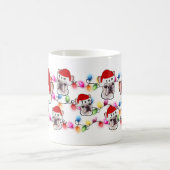 サンタハットを着フランスのたメリークリスマスブルドッグ コーヒーマグカップ (中央)