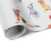 サンタハットを身につけたかわいいメリークリスマス犬 ラッピングペーパー (ロールコーナー)