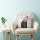 サンタハットを身に着けた可愛いオッター、メリークリスマス クッション (椅子)