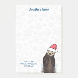 サンタハットを身に着けた可愛いオッター、メリークリスマス ポストイット