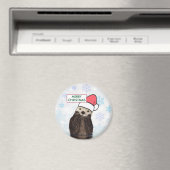 サンタハットを身に着けた可愛いオッター、メリークリスマス マグネット (インサイチュ (食洗機))