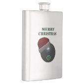 サンタハットを身に着けた芝生のボールがクリスマス気分で。 フラスク (右)