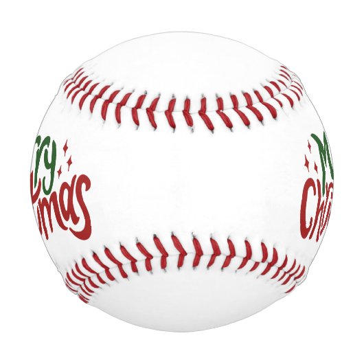 サンタハットを頂戴したメリークリスマス  野球ボール (正面)