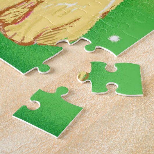 サンタハットを飾ったかわいいマンガのクリスマス猫 ジグソーパズル (側面)