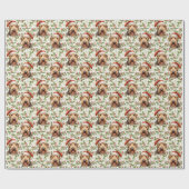 サンタハットアイレデールテリアドッグクリスマスホリー ラッピングペーパー (フラット)