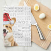 サンタハットウーフクリスマスにウェルシュコーグドッグ キッチンタオル (四つ折り)