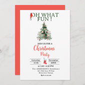 サンタハットオウハッおもしろいクリスマスパーティの招待状 招待状 (正面/裏面)
