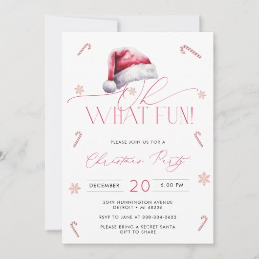 サンタハットオウハッおもしろいクリスマスパーティの招待状 招待状 (正面)