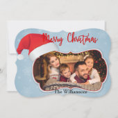 サンタハットカットのクリスマスを迎えるファンシーフォトウィンドウ シーズンカード (正面)