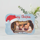 サンタハットカットのクリスマスを迎えるファンシーフォトウィンドウ シーズンカード (スタンド正面)