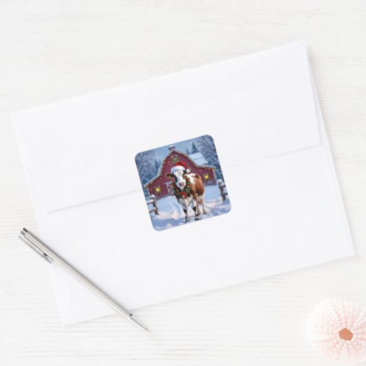 サンタハットカントリーフェスティバルのクリスマス スクエアシール (封筒)