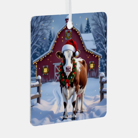 サンタハットカントリーフェスティバルのクリスマス メタルオーナメント (正面右)