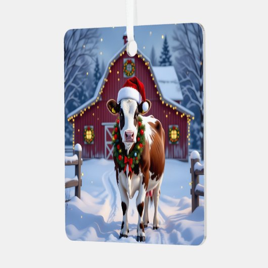 サンタハットカントリーフェスティバルのクリスマス メタルオーナメント (正面左)