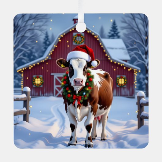 サンタハットカントリーフェスティバルのクリスマス メタルオーナメント (正面)