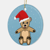 サンタハットキッズがかわいいテディベア セラミックオーナメント (左)
