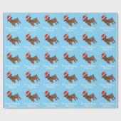 サンタハットキッズがかわいい鹿 ラッピングペーパー (フラット)