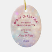 サンタハットキットインストッキング孫娘 セラミックオーナメント (裏面)