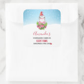 サンタハットキャンドルの可愛いクリスマスペンギン スクエアシール (バッグ)