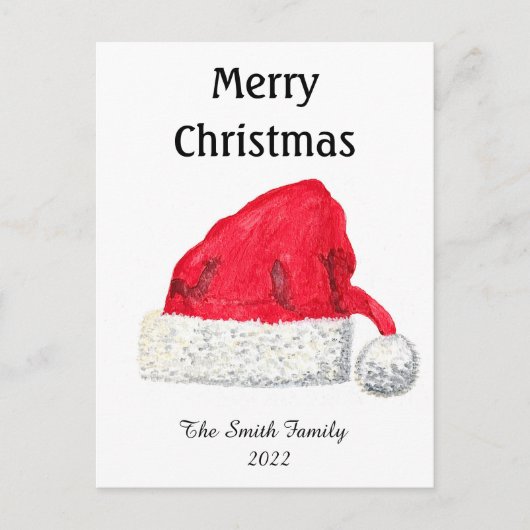 サンタハットキュートウィンタークリスマスレトロヴィンテージ ポストカード (正面)