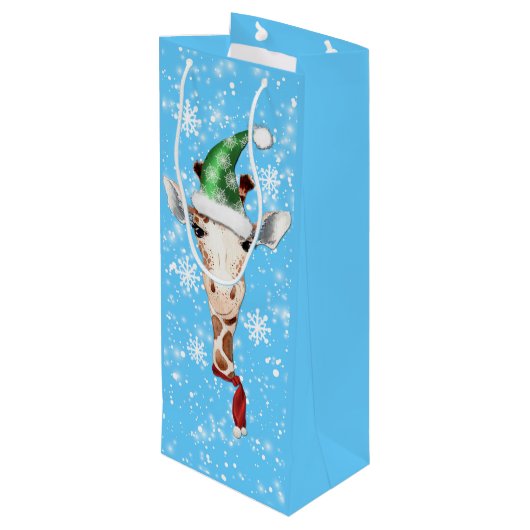 サンタハットキラフェスノーフレークブルーワイン抱き枕 ワインギフトバッグ (裏面アングル)