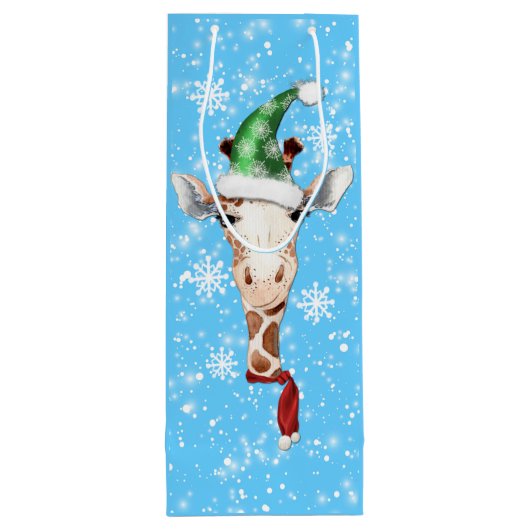 サンタハットキラフェスノーフレークブルーワイン抱き枕 ワインギフトバッグ (裏面)