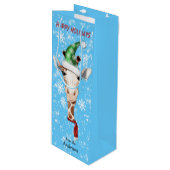 サンタハットキラフェスノーフレークブルーワイン抱き枕 ワインギフトバッグ (正面アングル)