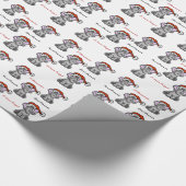 サンタハットギフトラップ付きゾウ ラッピングペーパー (角)