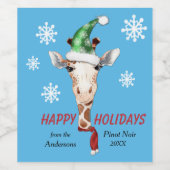 サンタハットギラフェスノーフレーク ワインラベル (シングルラベル)