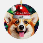 サンタハットクリスマスが楽しめる可愛いコーギ セラミックオーナメント (裏面)