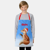 サンタハットクリスマスとリトルレッドカスタマイズキツネ エプロン (着用した状態)