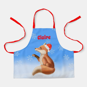 サンタハットクリスマスとリトルレッドカスタマイズキツネ エプロン