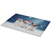 サンタハットクリスマスと可愛いチワホアパピス カッティングボード (角)