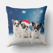 サンタハットクリスマスと可愛いチワホアパピス クッション (裏面)
