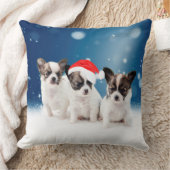 サンタハットクリスマスと可愛いチワホアパピス クッション (ブランケット)